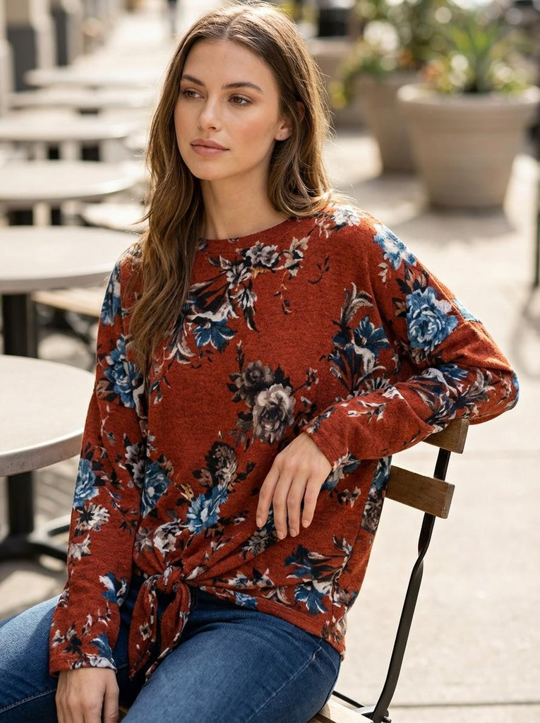 burgundy floral sweater