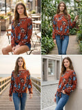 burgundy floral lightweight sweater