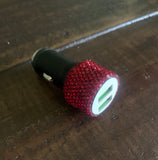 red rhinestone car adapter makes a great stocking stuffer