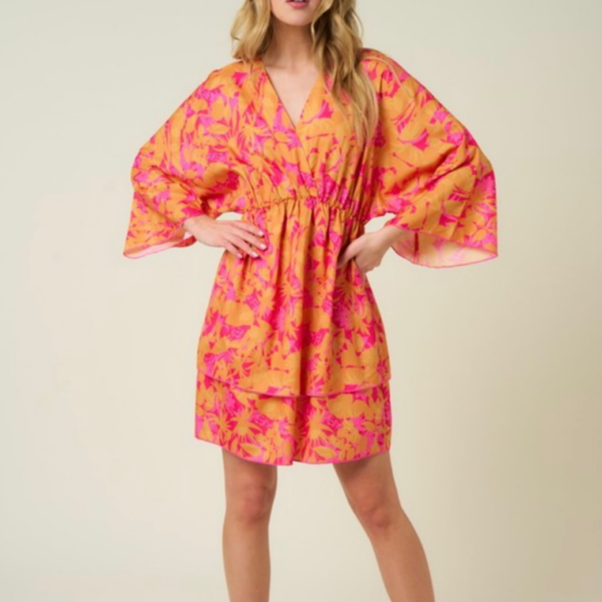 Pink and Orange Print Dress Medium Pink and Orange Print Dress Medium
