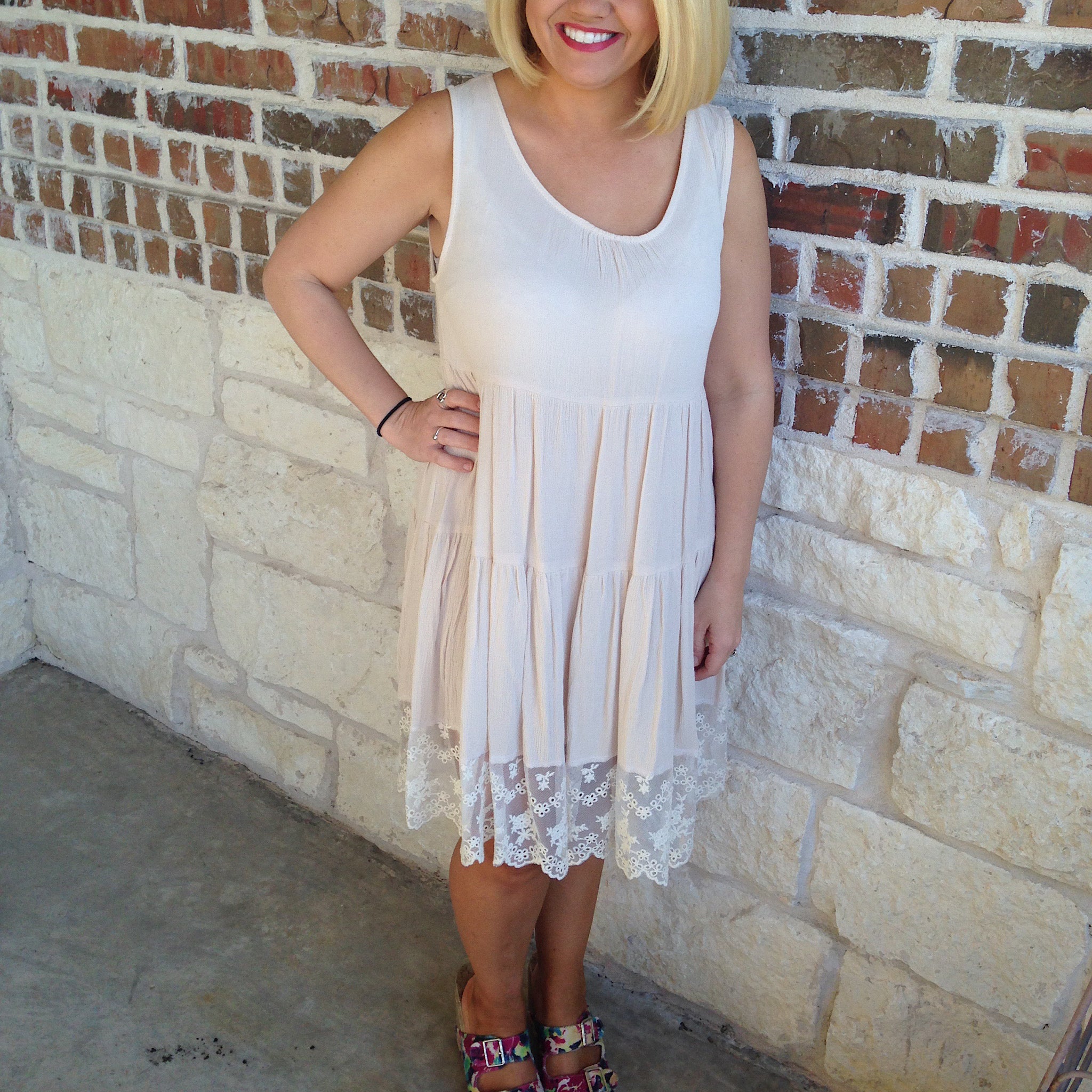 Beige Crepe Sundress Large Beige Crepe Sundress Large