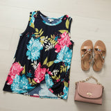 Navy Floral Twist Knot Top