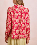 crimson and cream gorgeous floral blouse for spring and summer