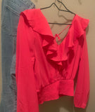 hot pink ruffle top for spring and summer