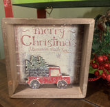 Red Christmas truck shadow box Christmas decoration