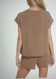 neutral brown shorts set