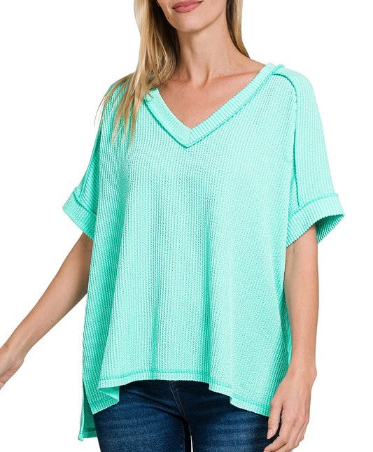 Mint V Neck Top