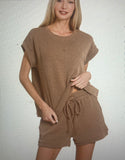 brown shorts set from zenana
