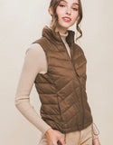 puffer vest for fall in brown