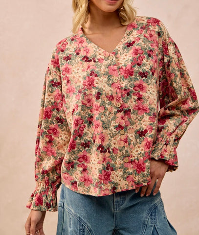 Floral Corduroy Top