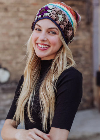 striped crochet beanie for ski trip in our boutique