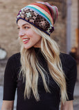 crochet striped womens beanie in our boutique