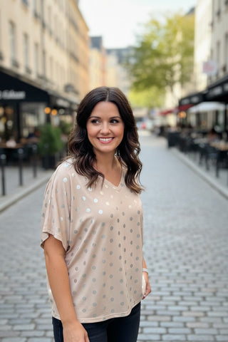 Sand Blouse with Metallic Dots