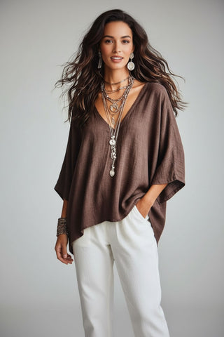 brown boho inspired blouse, perfect for fall