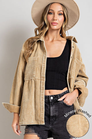 Tan Corduroy Babydoll Jacket