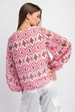 hot pink print blouse