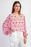 pink print blouse for spring