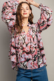 Rose print blouse for spring