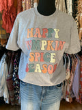 Happy pumpkin spice season graphic tee in our boutique aunt lillie bells