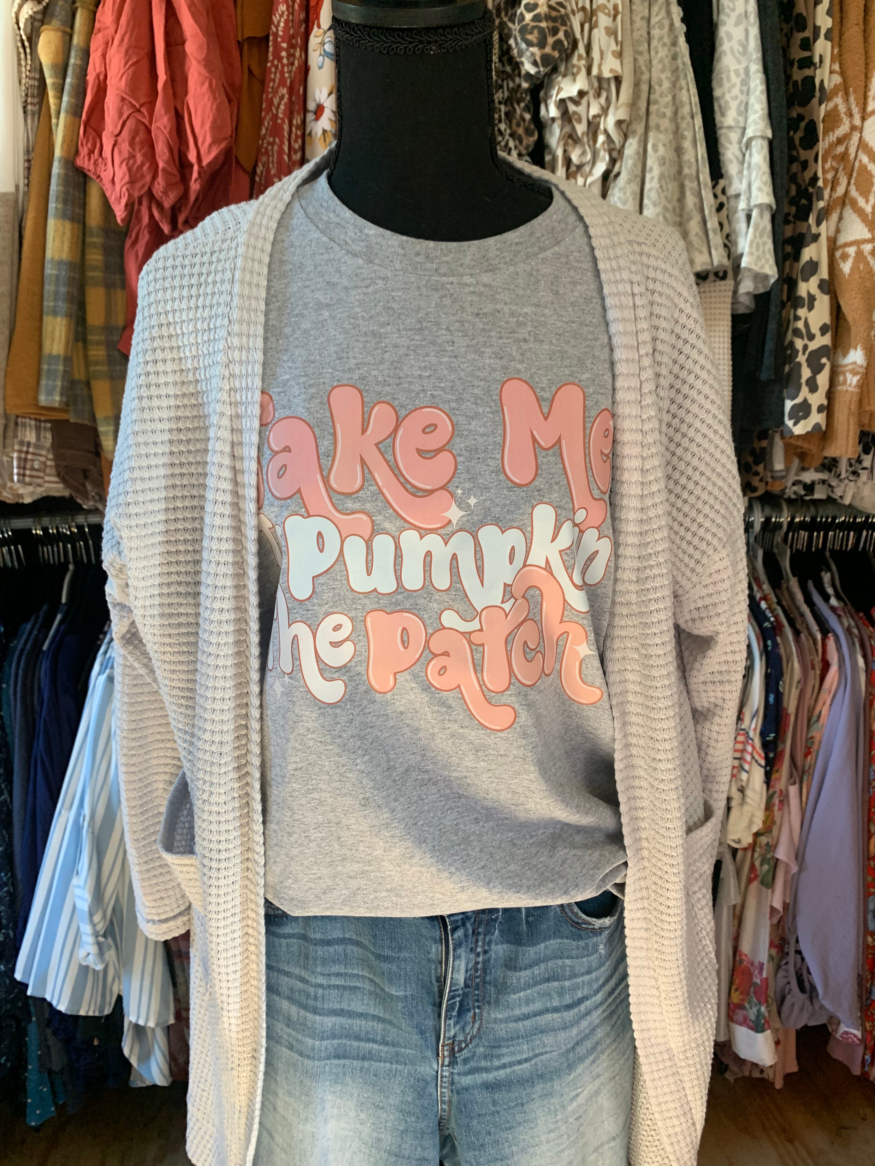 Tee for The Soul Take Me to The Pumpkin Patch Premium Heather Gray Graphic Tee - A2894PHG Small