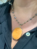 Gold Necklace with Pumkin Orange Stone