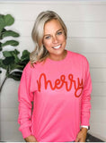 Pink and red merry Christmas tee