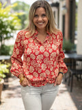 Crimson Floral Burst Bloue