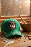 mama elf distressed cap for Christmas in green