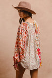 peasant top in rose floral and multi prints