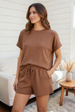brown short set from zenana