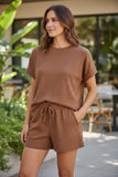 brown short set from zenana