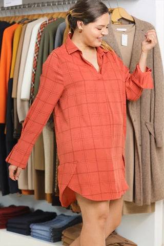 fall plus size dress in rust clay