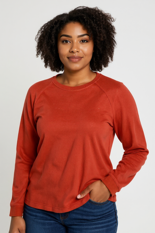 rust waffle weave fall top