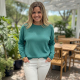 green sweater for the holidays