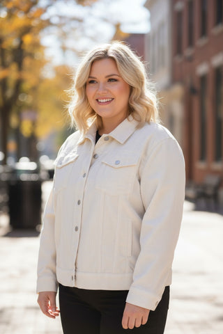ivory courdaroy jacket in plus size