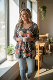 navy floral top for a casual weekend