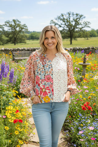 rose floral print top or spring and summer