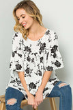 white and black print babydoll top in our online store aunt lillie bells made in the usa