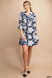 Navy Floral Print Dress