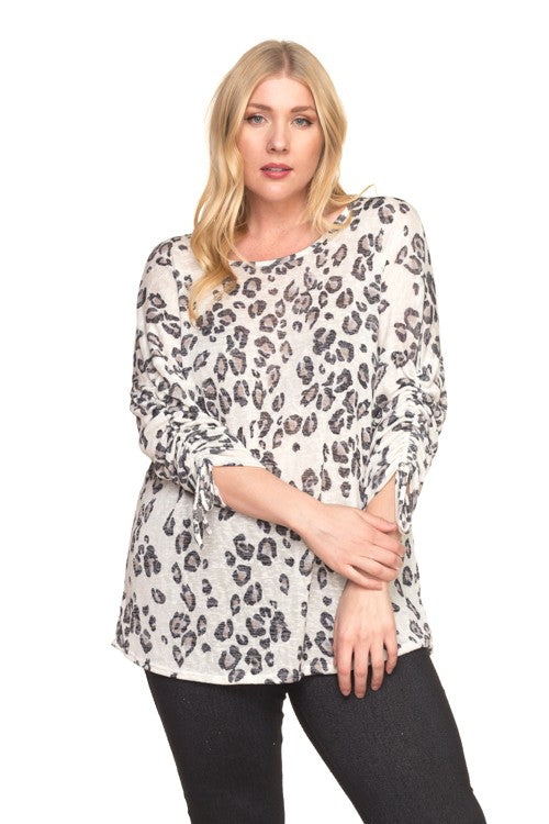 Ivory Leopard Top in plus sizes- Aunt Lillie Bells