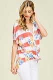 Red Striped Floral Front Tie Top - Aunt Lillie Bells