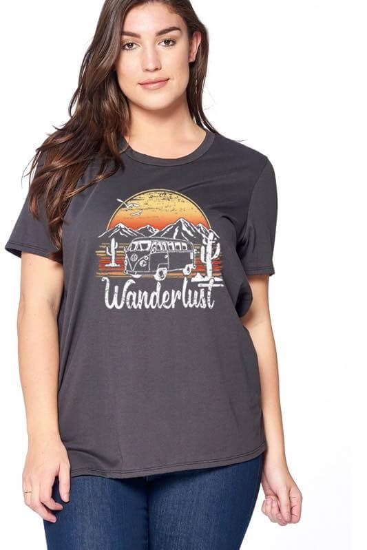 wanderlust graphic tee in our online boutique aunt lillie bells