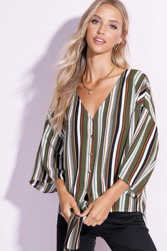 olive spring multi striped top in our western boutique aunt lillie bells