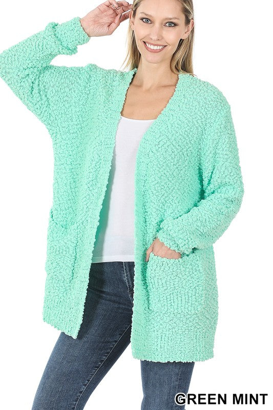 mint popcorn cardigan in regular and plus sizes