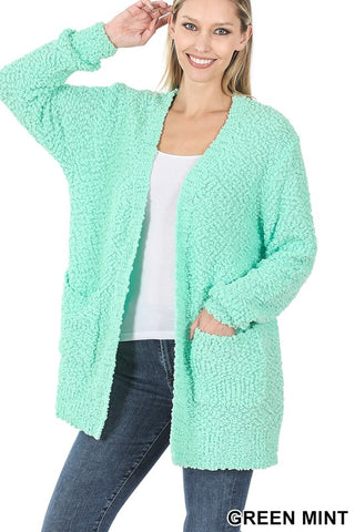 mint popcorn cardigan in regular and plus sizes