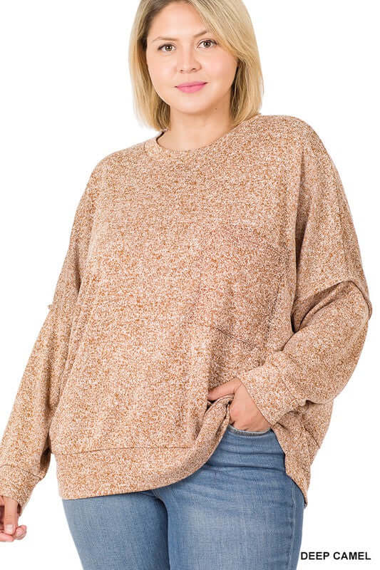 plus size camel fall sweater in our boutique aunt lillie bells