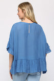 blue ruffle blouse in our boutique aunt lillie bells