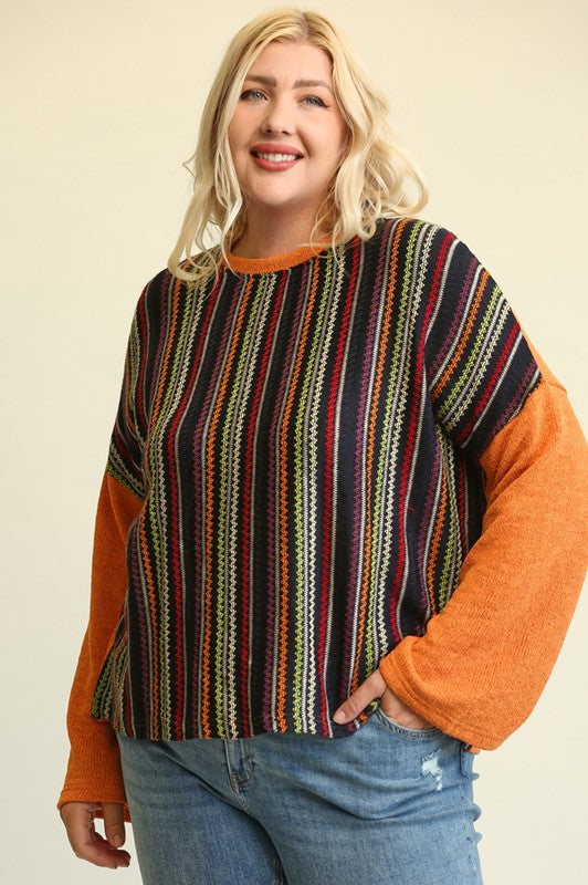 striped pumpkin top in curvy sizes in our online boutique aunt lillie bells