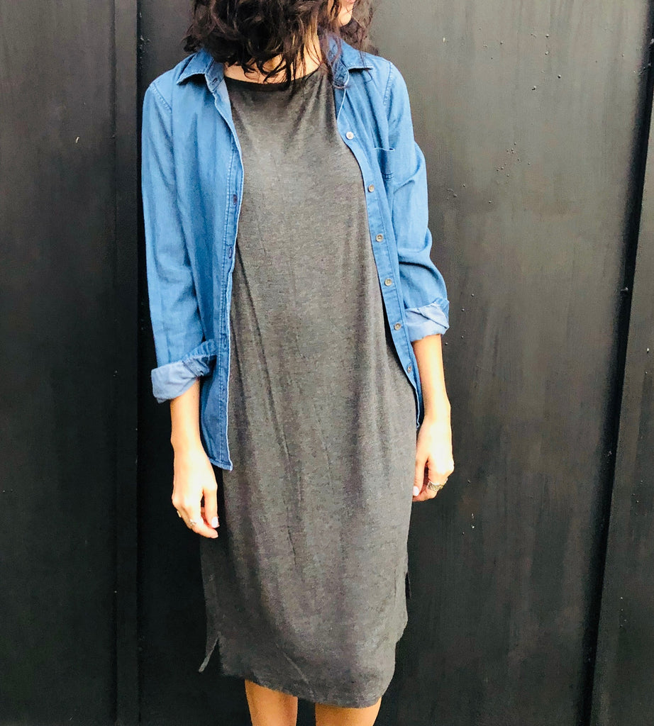 Grey sleeveless 2024 t shirt dress