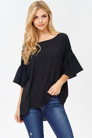 black top with ruffle bell sleeves in our boutique aunt lillie bells